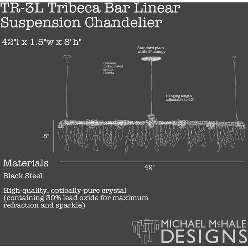 Tribeca 7 Light 42 inch Bar Chandelier Linear Suspension Ceiling Light